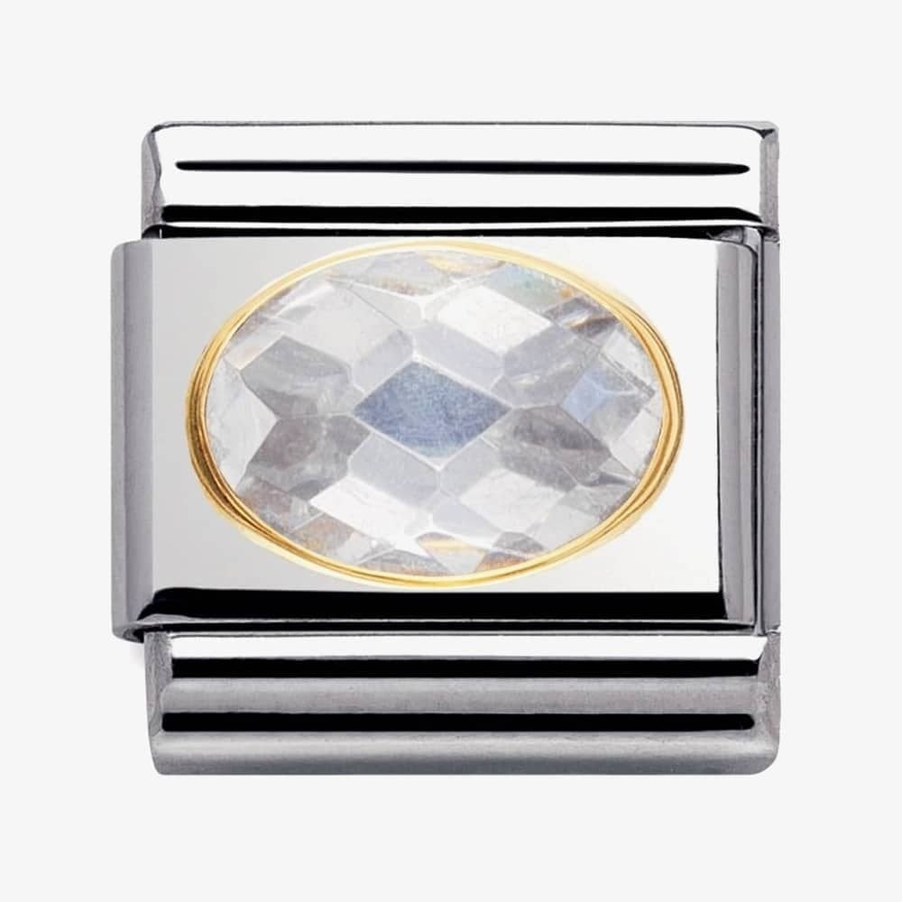 COMPOSABLE Classic FACETED CUBIC zirconia, stainless steel and 18k gold