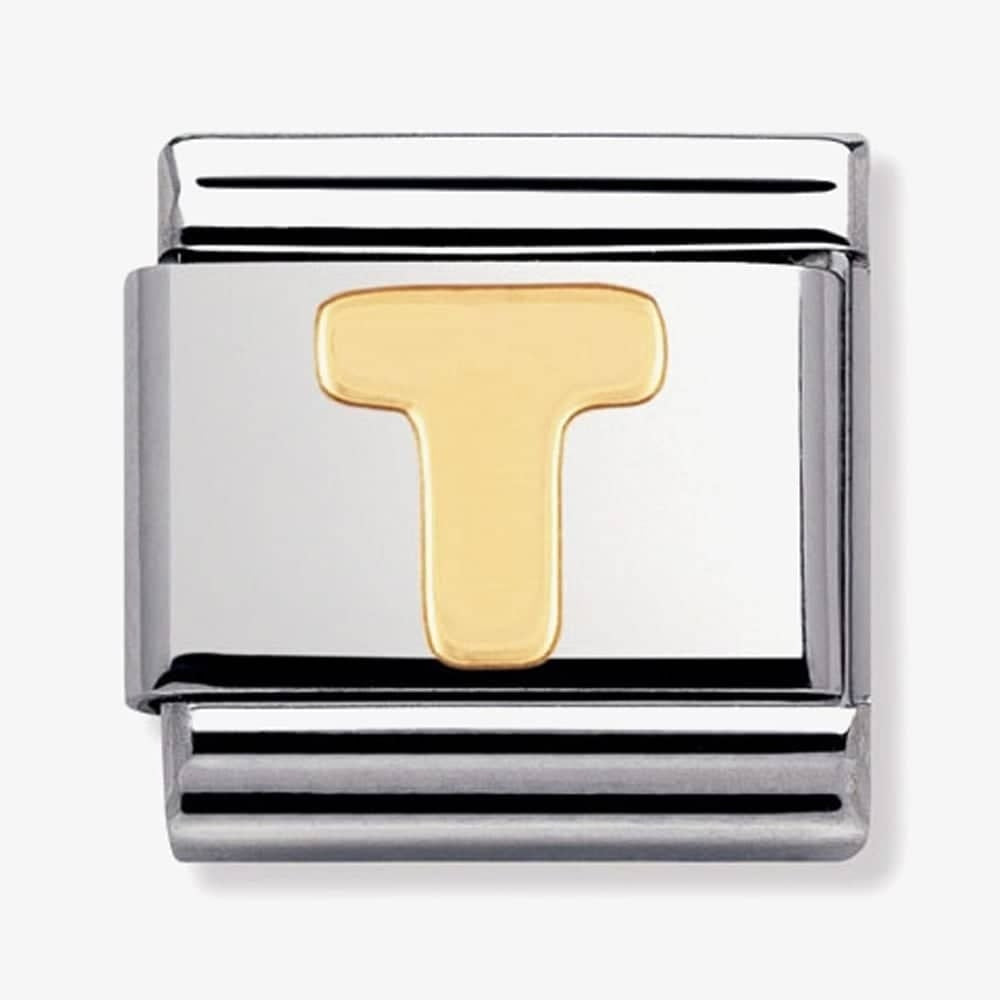 COMPOSABLE Classic LETTER T in stainless steel with 18k gold