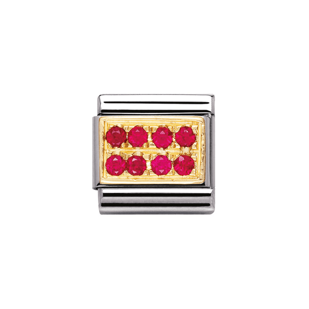 COMPOSABLE Classic RED PAVE in stainless steel with 18k gold and Cubic Zirconia