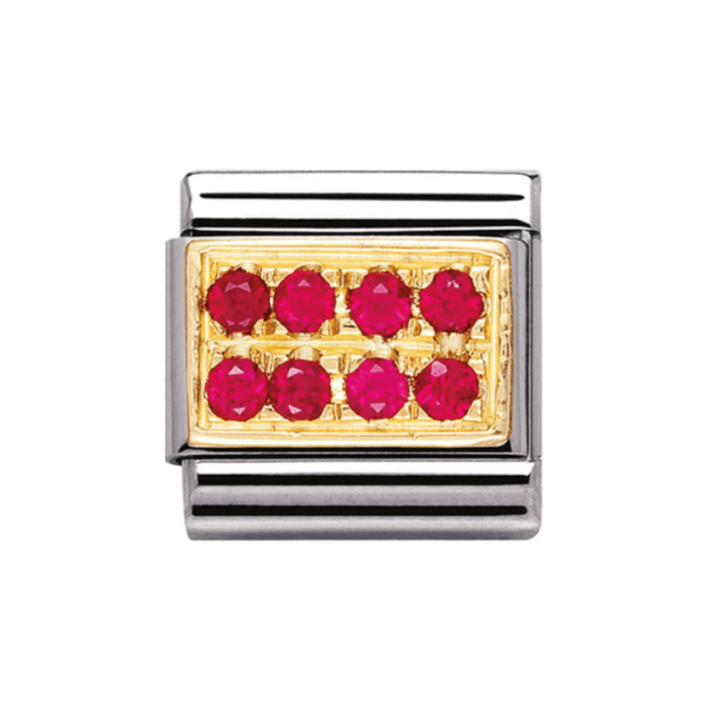 COMPOSABLE Classic RED PAVE in stainless steel with 18k gold and Cubic Zirconia