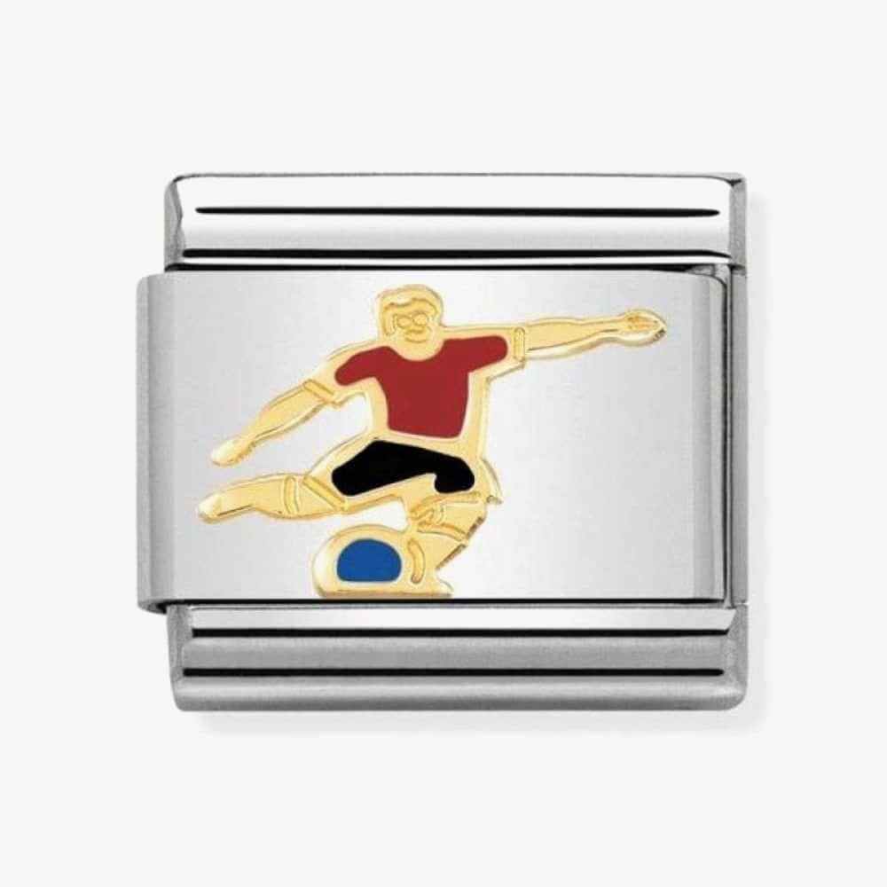 COMPOSABLE Classic SOCCER PLAYER RED in stainless steel with enamel and 18k gold