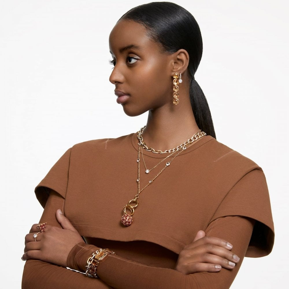 CONSTELLA PRINCESS CUT PAVÉ GOLD TONE COCKTAIL RING