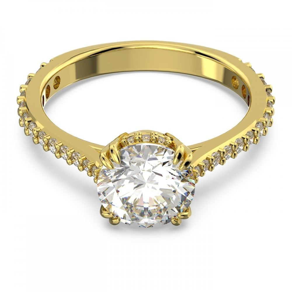 CONSTELLA PRINCESS CUT PAVÉ GOLD TONE COCKTAIL RING