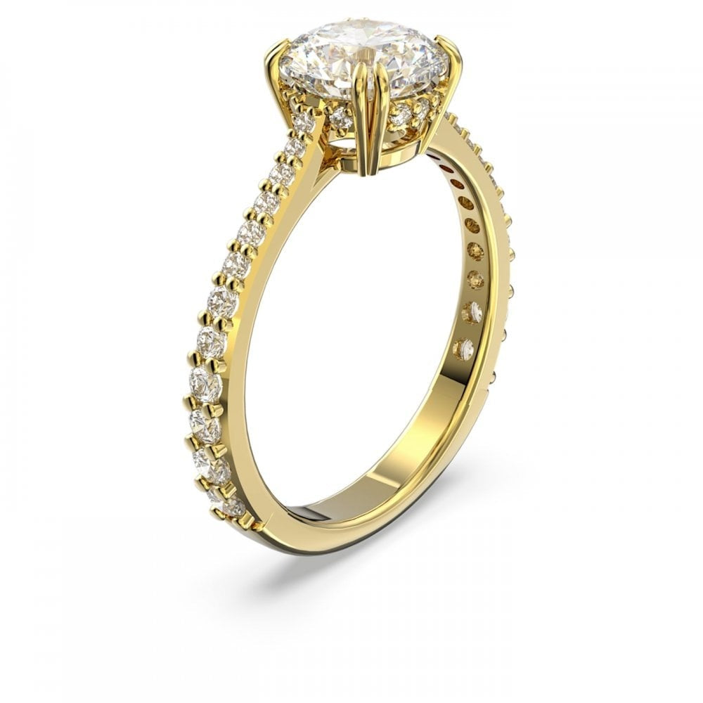 CONSTELLA PRINCESS CUT PAVÉ GOLD TONE COCKTAIL RING