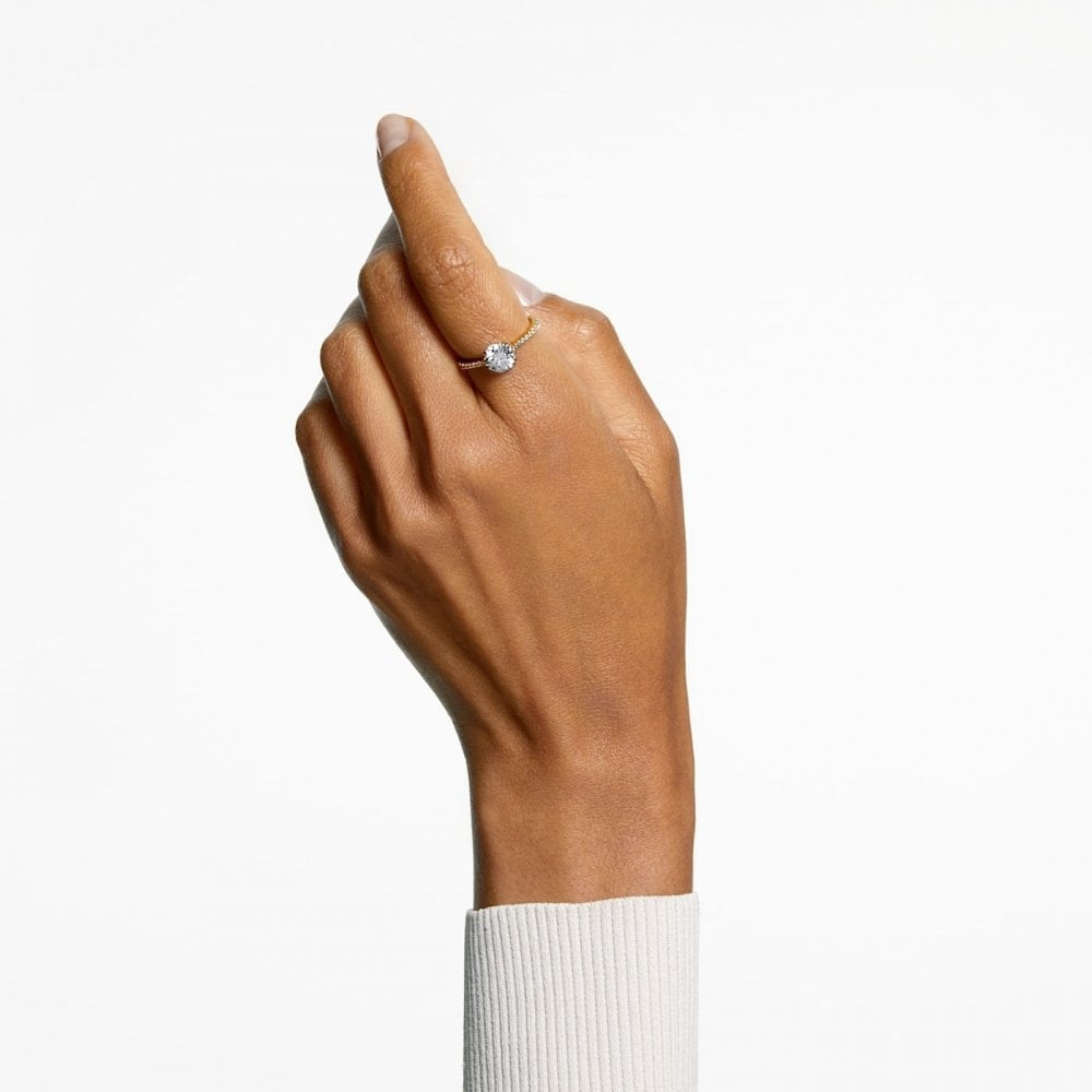CONSTELLA PRINCESS CUT PAVÉ GOLD TONE COCKTAIL RING