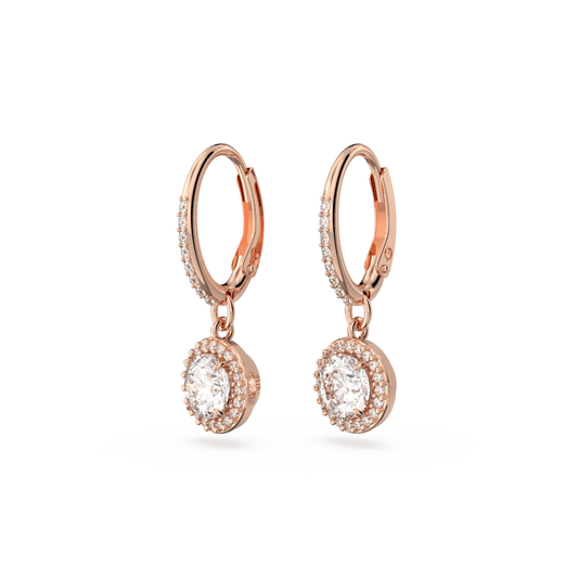 CONSTELLA ROSE GOLD HOOP EARRINGS WITH CLEAR CRYSTAL DROP