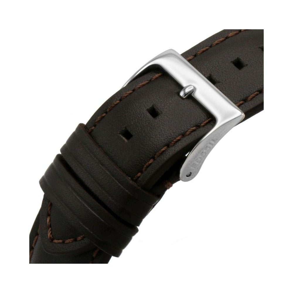 COPELAND STAINLESS STEEL GENTS WATCH WITH BROWN LEATHER STRAP