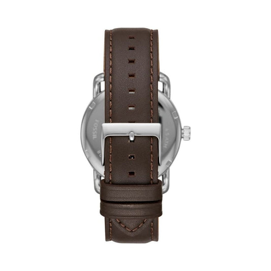 COPELAND STAINLESS STEEL GENTS WATCH WITH BROWN LEATHER STRAP