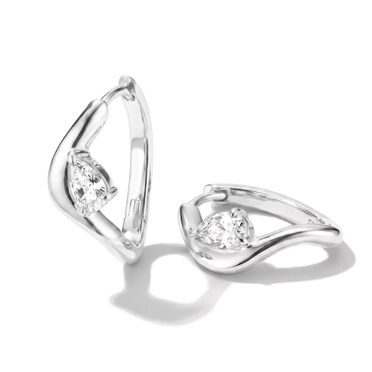 Thomas Sabo Sterling Silver Hoop Earrings with White Zirconia in Teardrop Shape