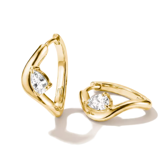 Thomas Sabo 18ct Gold on Silver Hoop Earrings with White Zirconia in Teardrop Shape