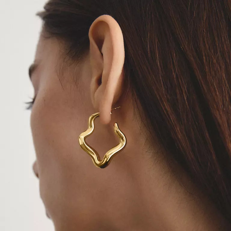 Thomas Sabo 18ct Gold on Silver Wavy Hoop Earrings