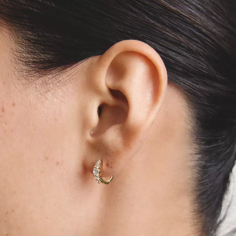 Thomas Sabo 18ct Gold on Silver Huggie Hoop Earrings with White Zirconia