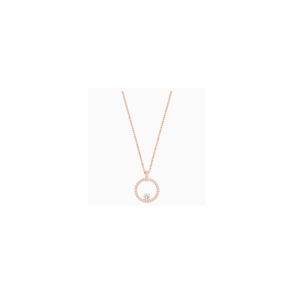 CREATIVITY CIRCLE PENDANT, WHITE SWAROVSKI PENDANT, ROSE-GOLD TONE PLATED