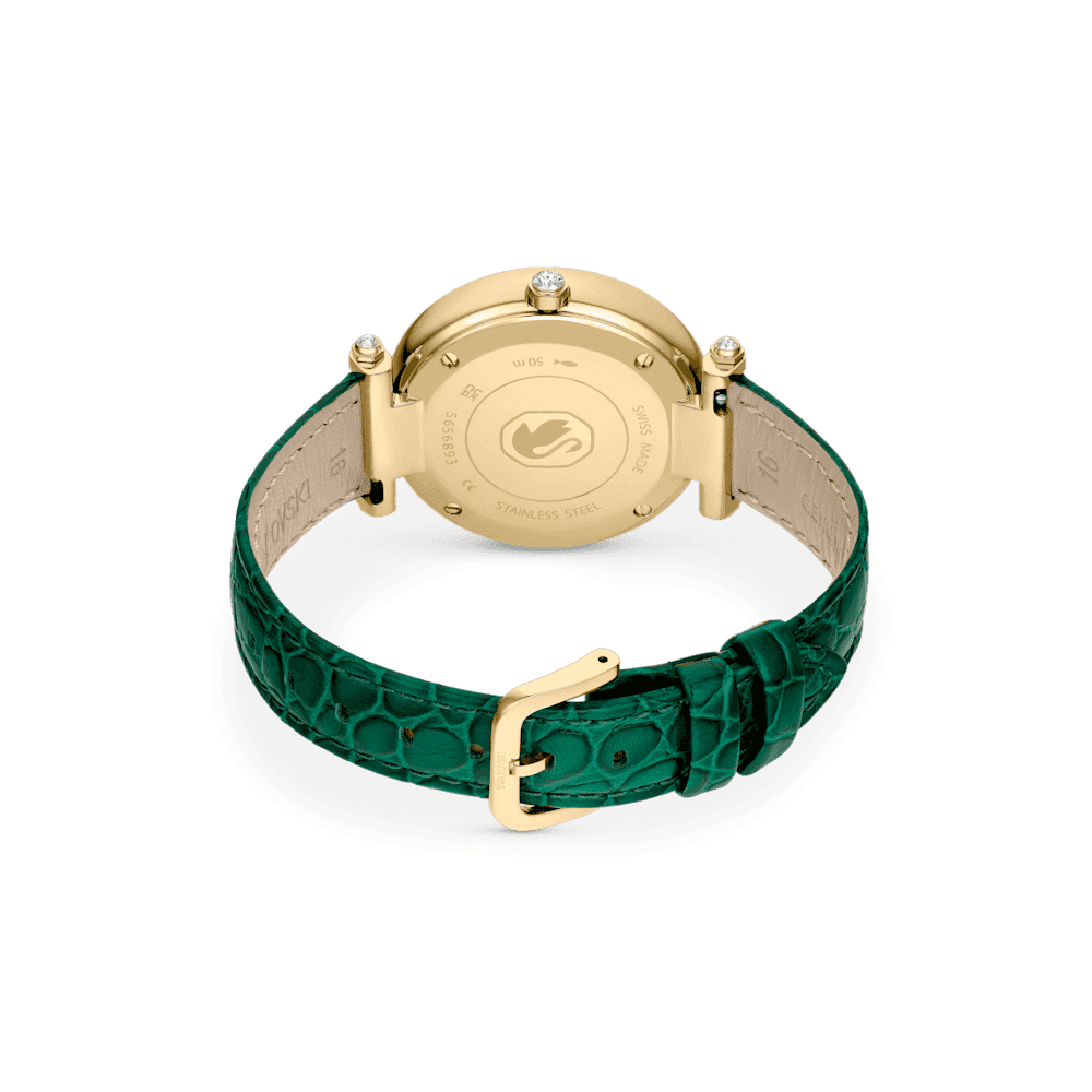 CRYSTALLINE WONDER WATCH WITH GREEN LEATHER STRAP