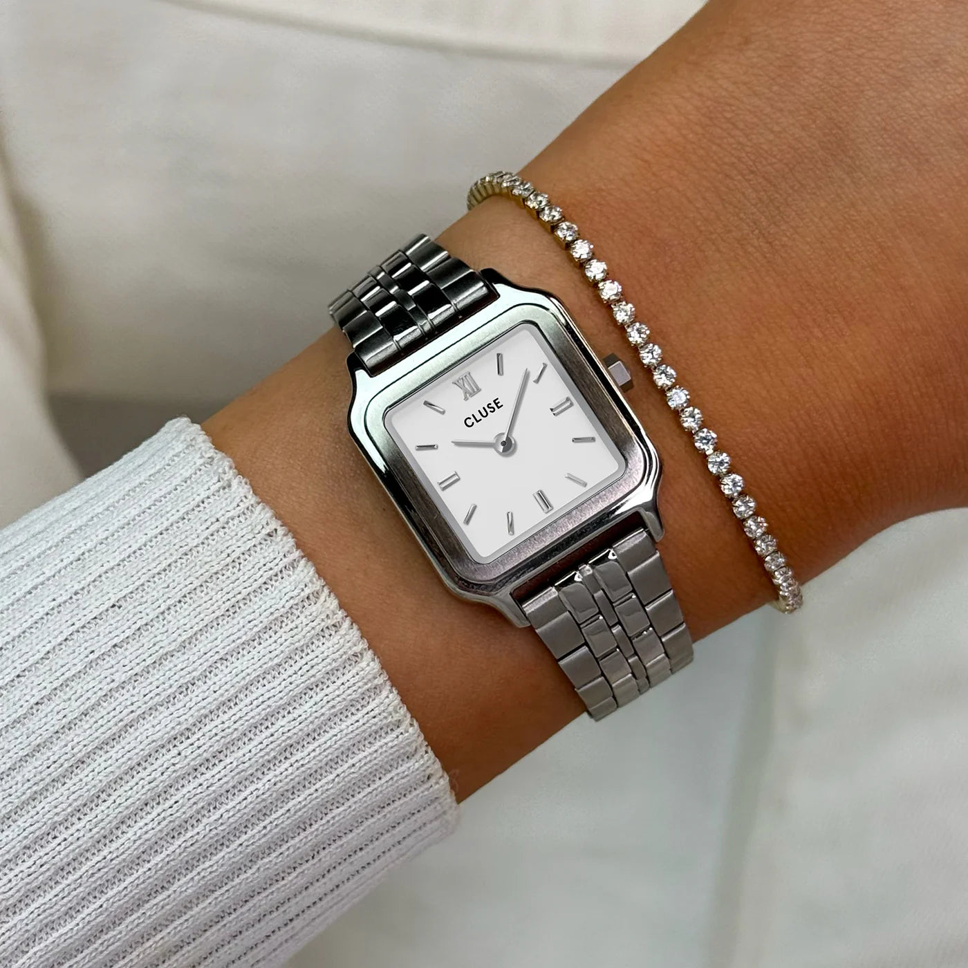 GRACIEUSE PETITE WHITE DIAL STAINLESS STEEL WATCH