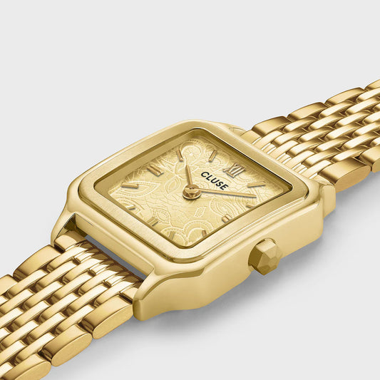 CLUSE GRACIEUSE PETITE LACE TEXTURED DIAL GOLD LADIES WATCH