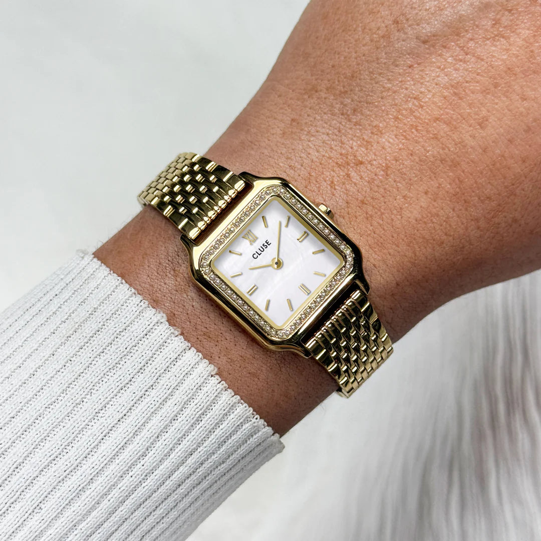 CLUSE GRACIEUSE PETITE MOP DIAL PEARL DIAL LADIES GOLD STAINLESS STEEL WATCH