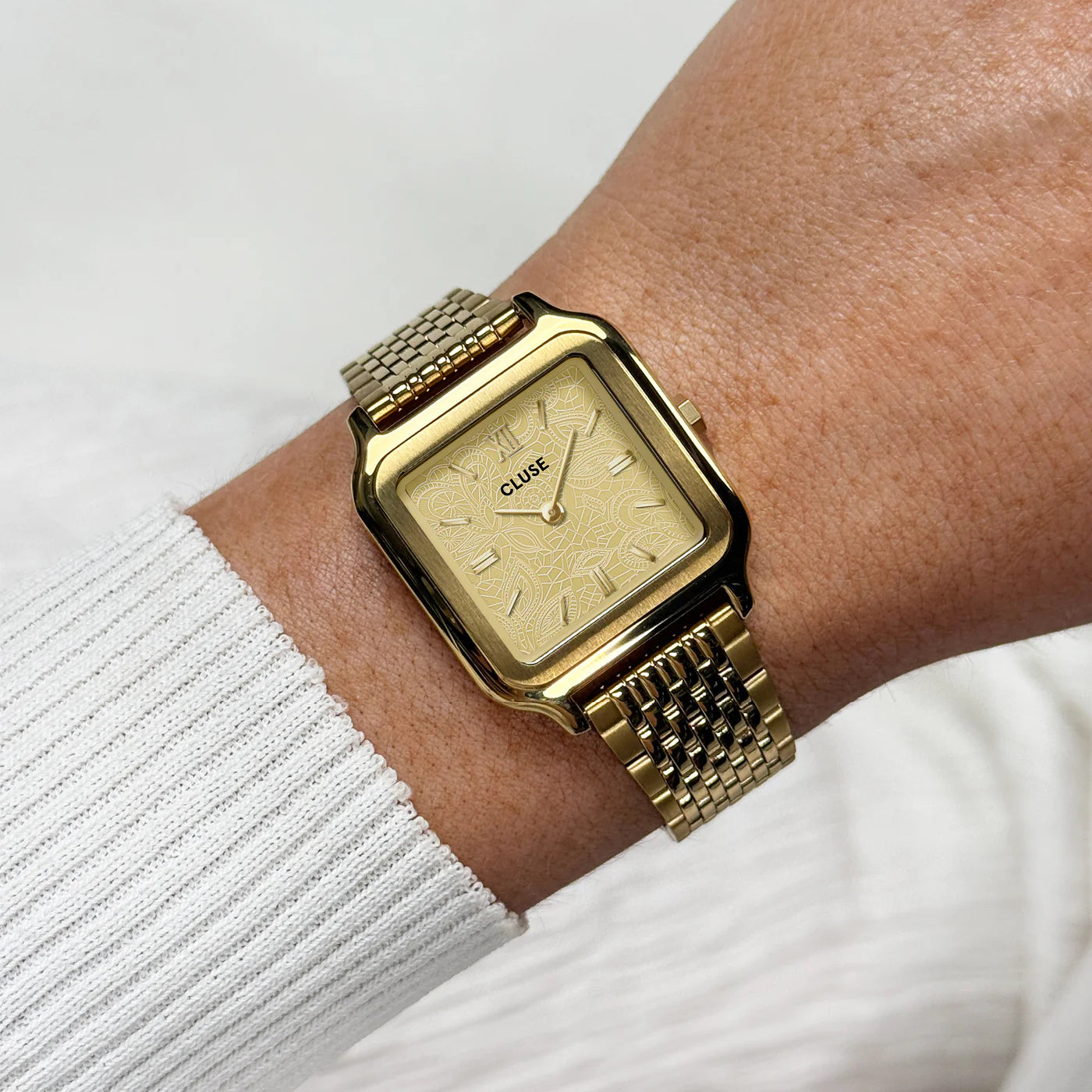 CLUSE GRACIEUSE LACE TEXTURED DIAL GOLD LADIES WATCH