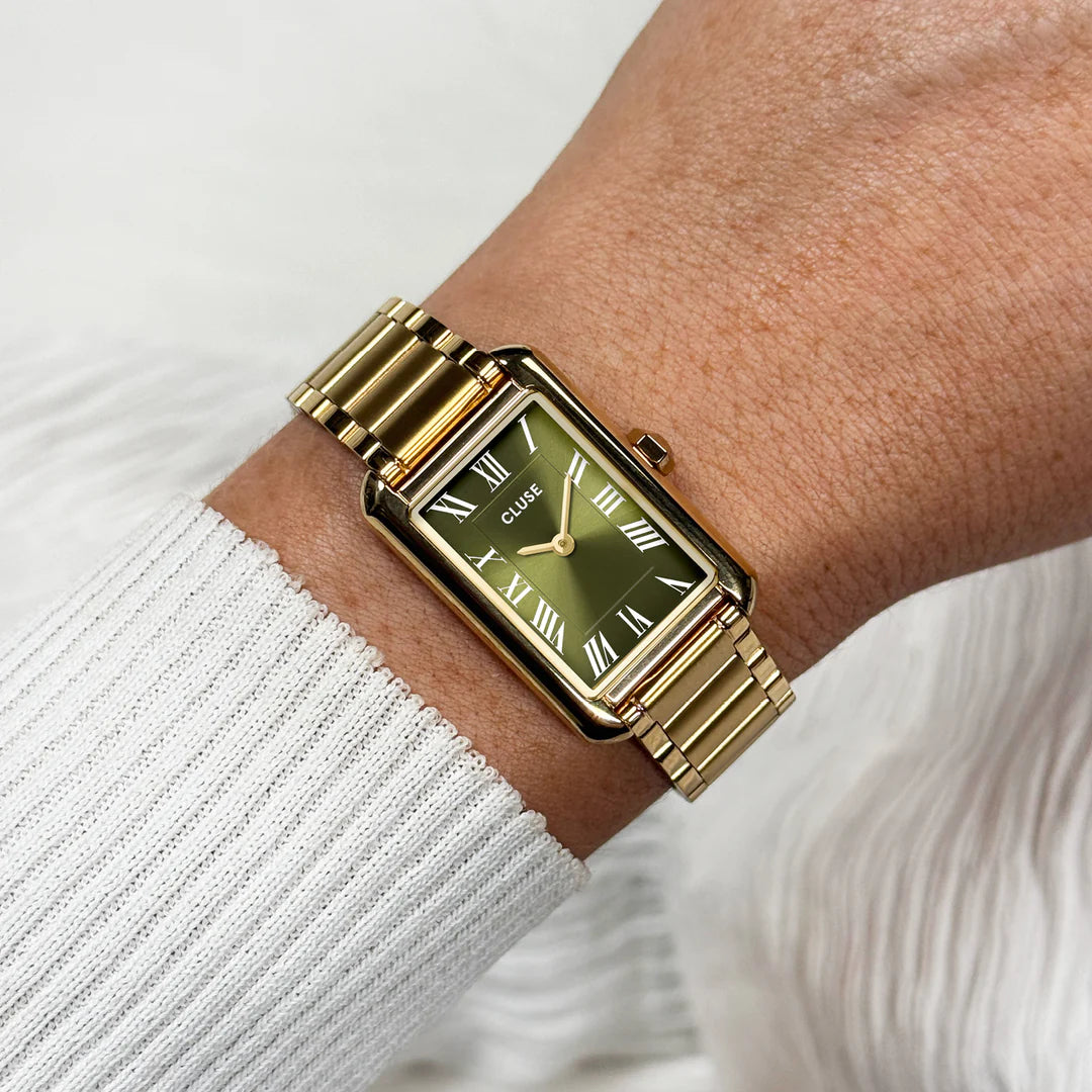 CLUSE BELISENNA OLIVE GREED DIAL LADIES GOLD STAINLESS STEEL WATCH