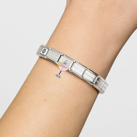 Pink & Yellow CZ Cocktail Glass Nomination Charm