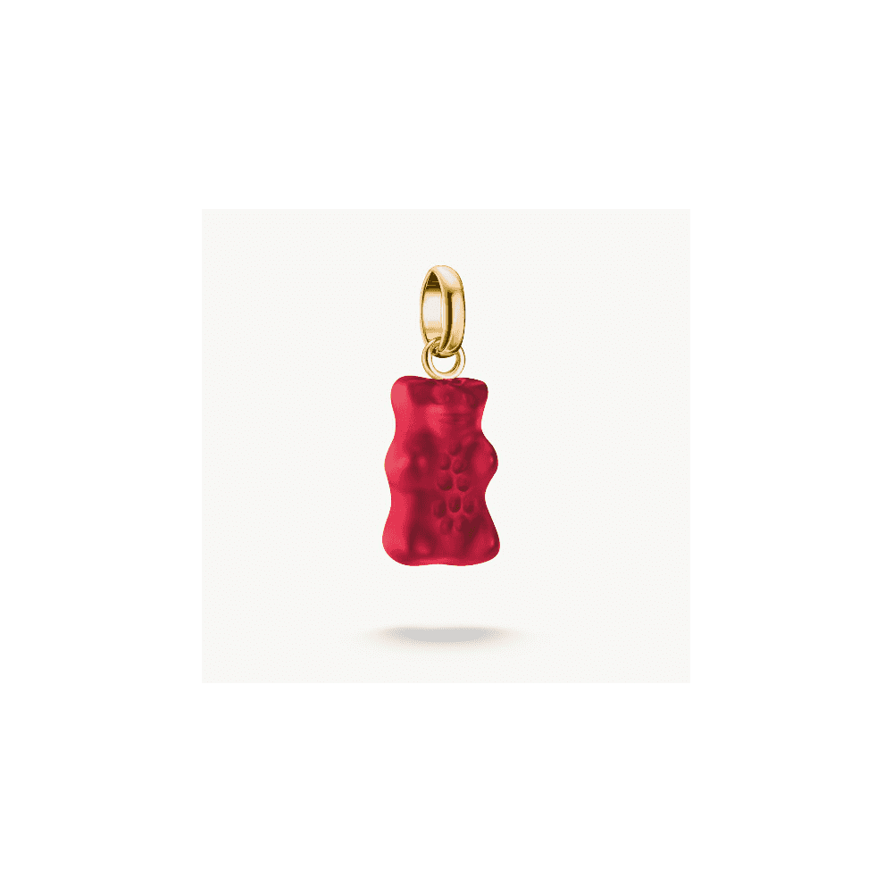 Charm pendant Goldbears in red Connect gold-plated