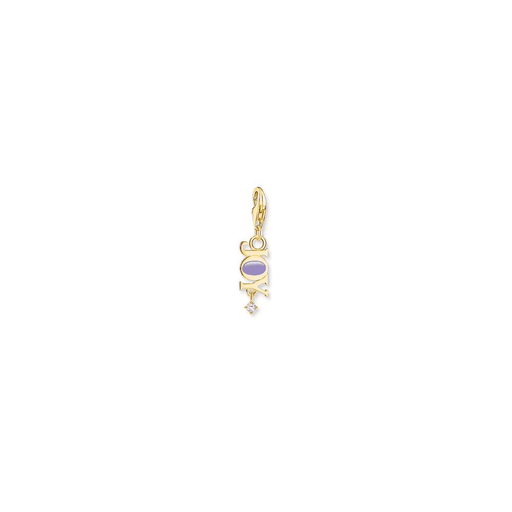 Charm pendant Joy with white stone gold plated