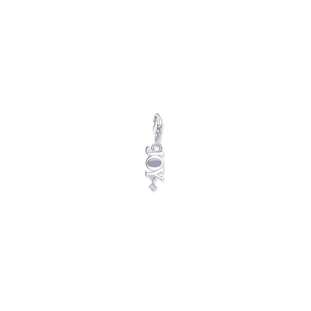Charm pendant Joy with white stone silver