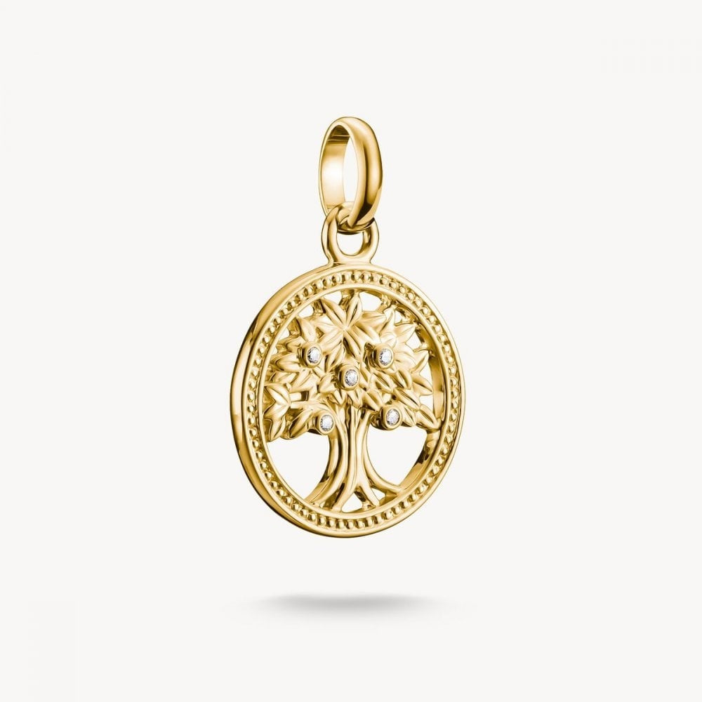 Charm pendant Tree of Love with stones Connect gold-plated
