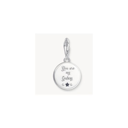 Charm pendant galaxy with cold enamel in various colours silver blackened