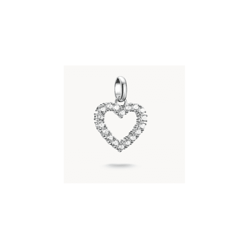 Charm pendant heart with white stones Connect silver