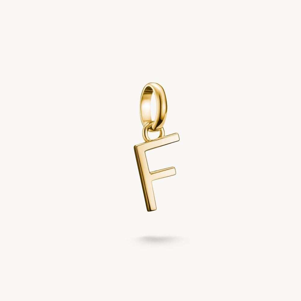 Charm pendant letter F Connect gold-plated