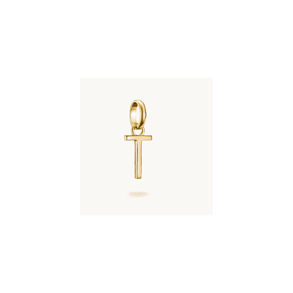 Charm pendant letter T Connect gold-plated