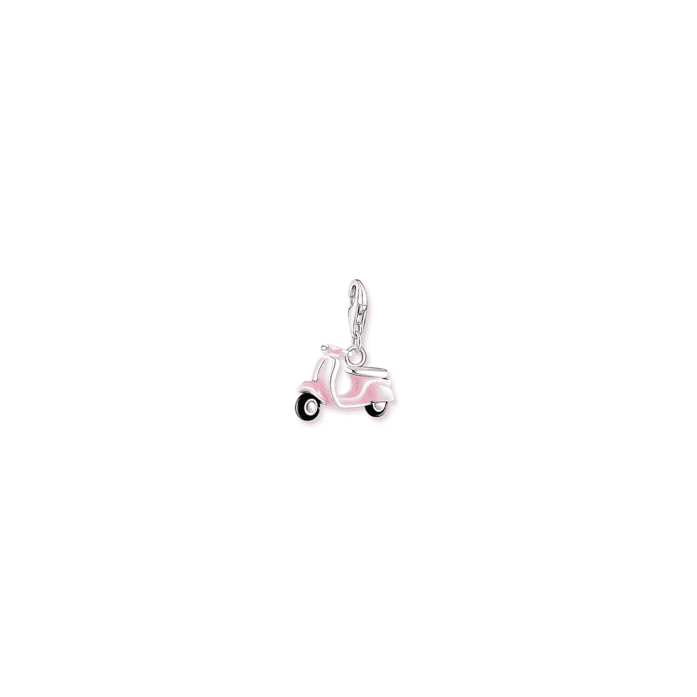Charm pendant pink scooter silver