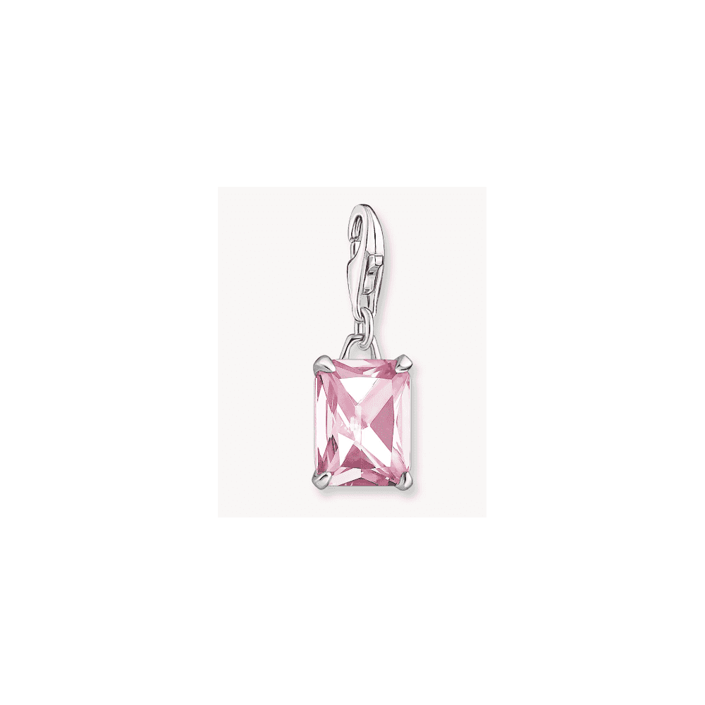 Charm pendant pink stone silver