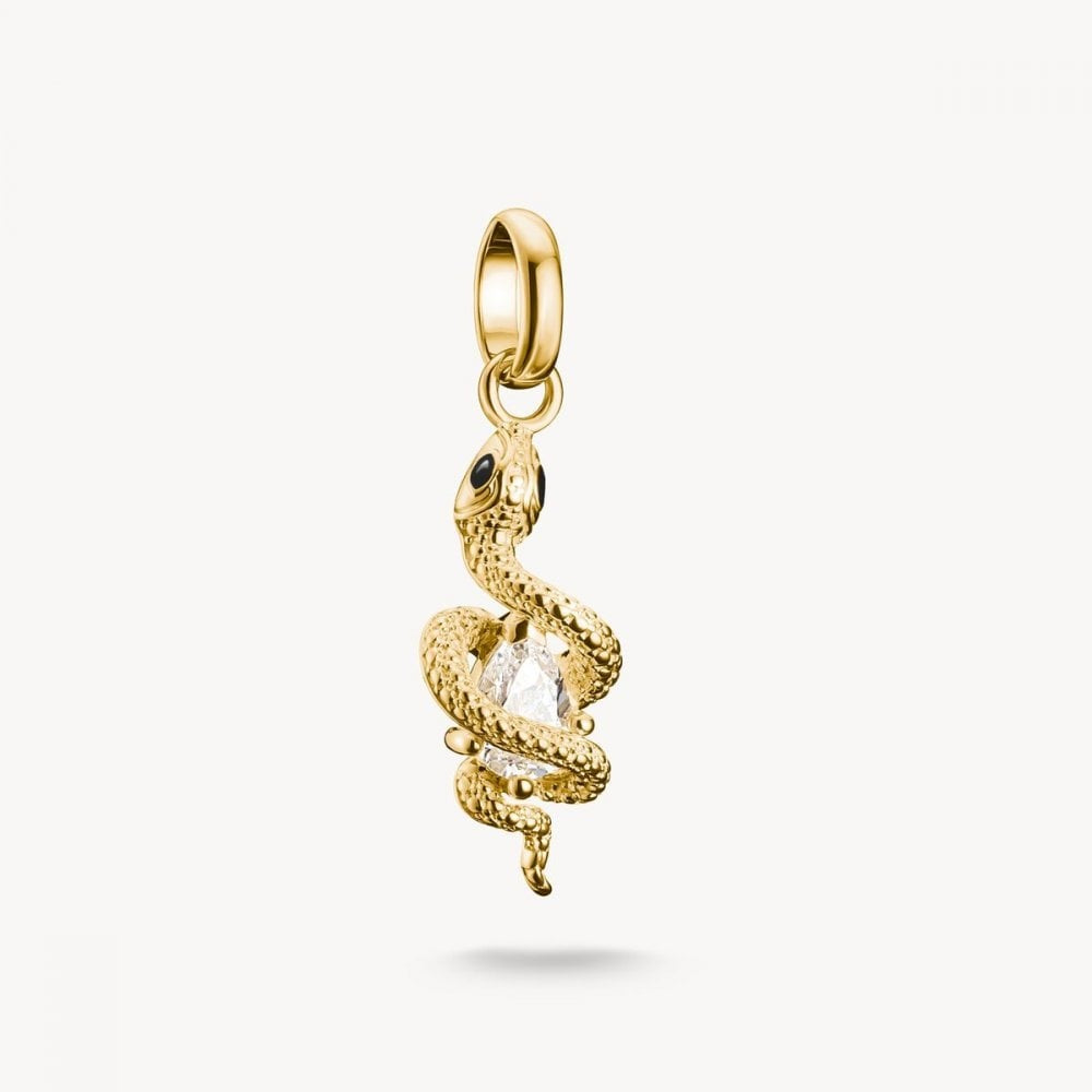 Charm pendant snake with stone Connect gold-plated