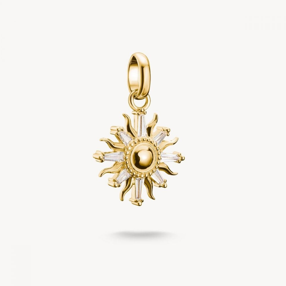 Charm pendant sun with stones Connect gold-plated