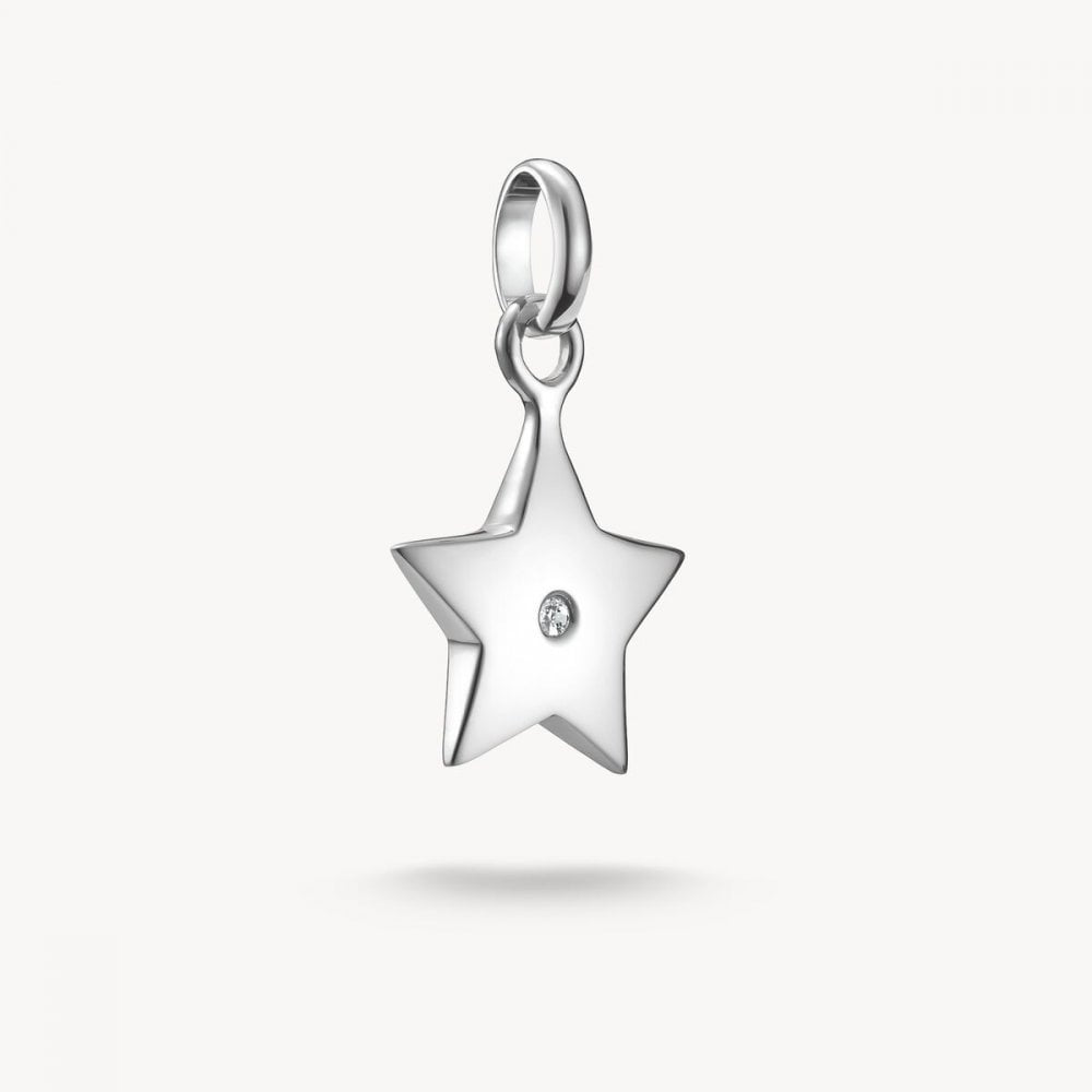 Charm pendent star with white stone Connect silver