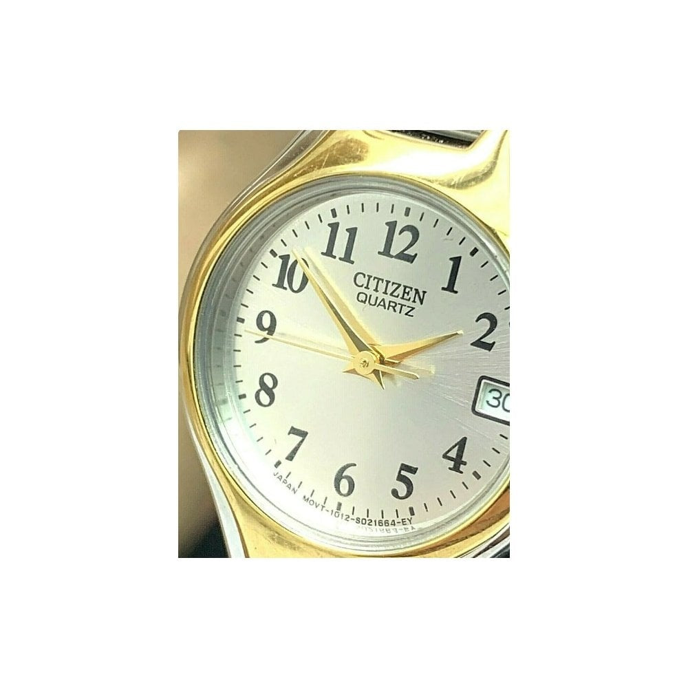Citizen Quartz Two Tone Gold Steel White Dial 23mm Ladies Watch