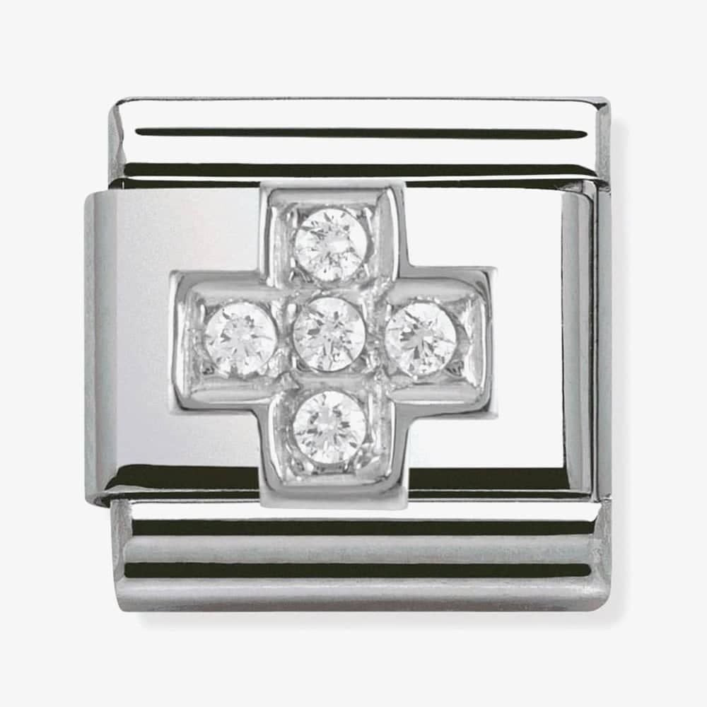Composable CROSS stainless steel, Cubic zirconia and 925 silver