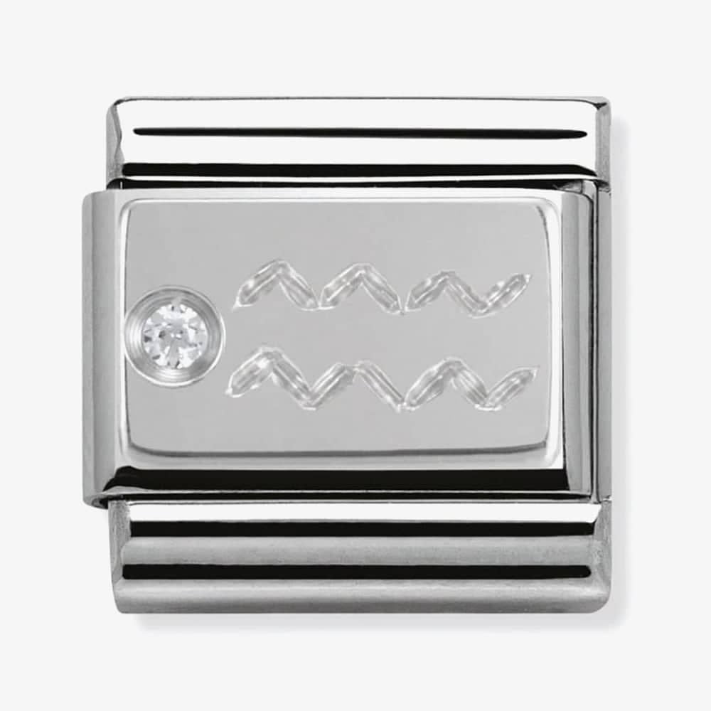 Composable Classic AQUARIUS ZODIAC CHARM stainless steel, Cubic zirconia and 925 silver