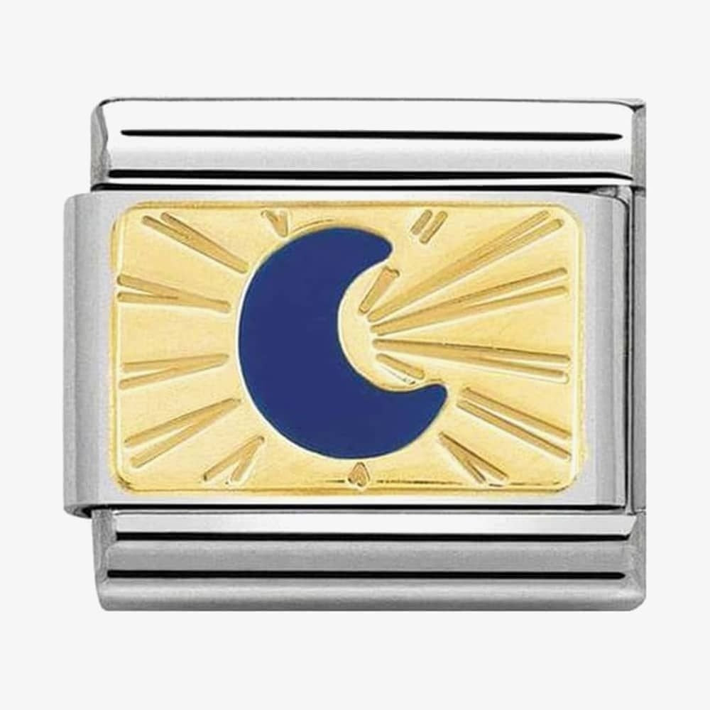 Composable Classic BLUE MOON in stainless steel, enamel and 18K gold