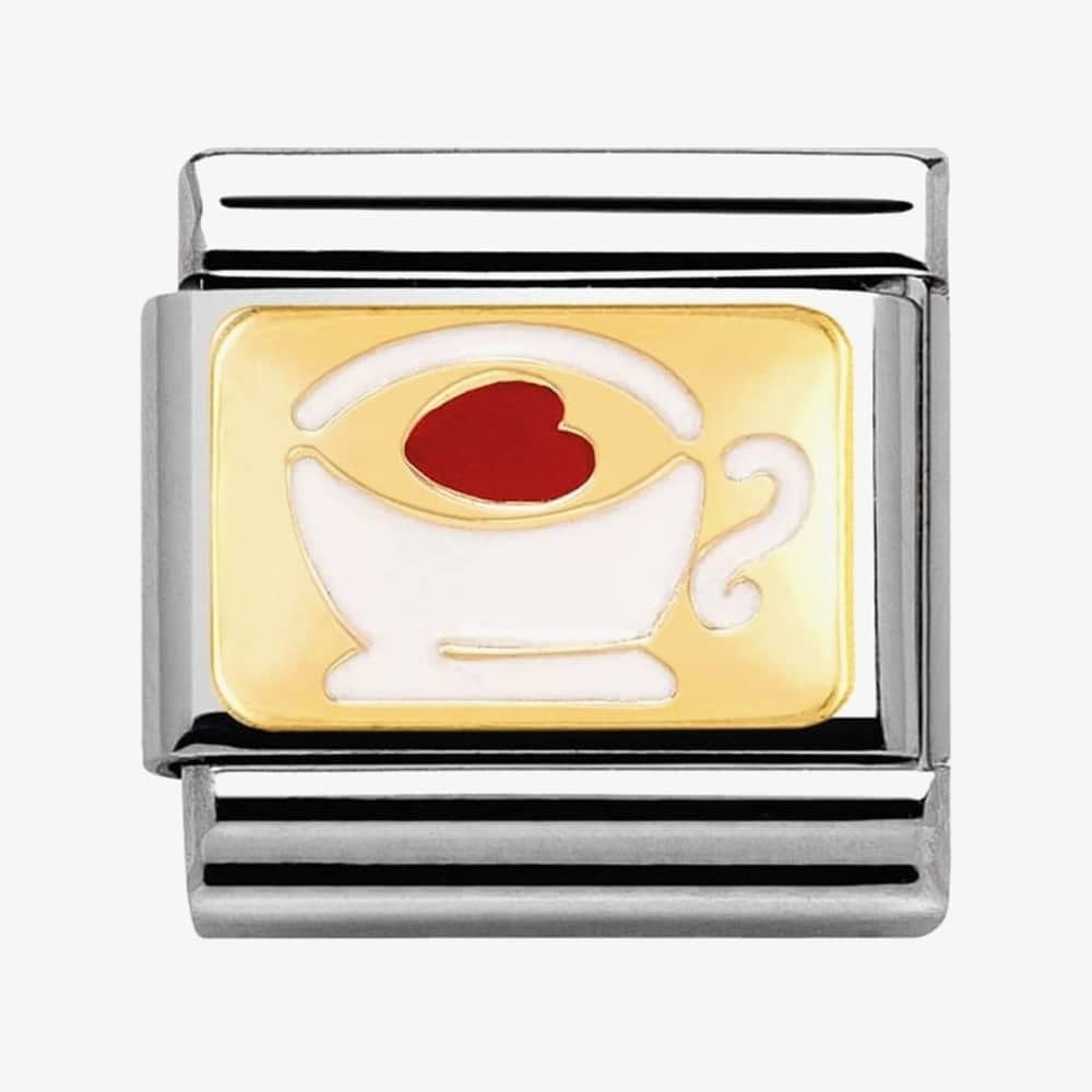 Composable Classic CUP WITH HEART in stainless steel, enamel and 18K gold