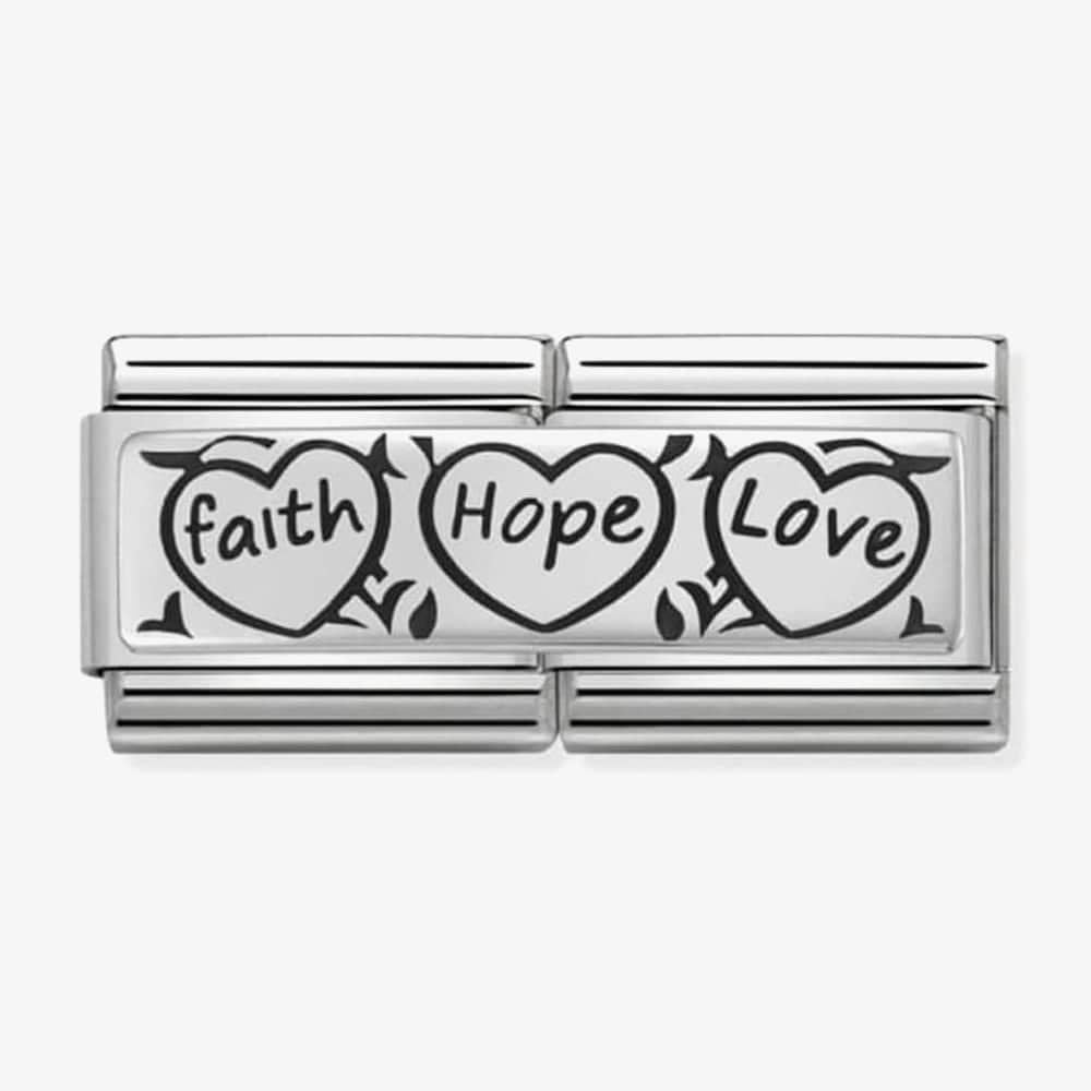 Composable Classic DOUBLE ENGRAVED FAITH HOPE LOVE CHARM steel and 925 silver Link