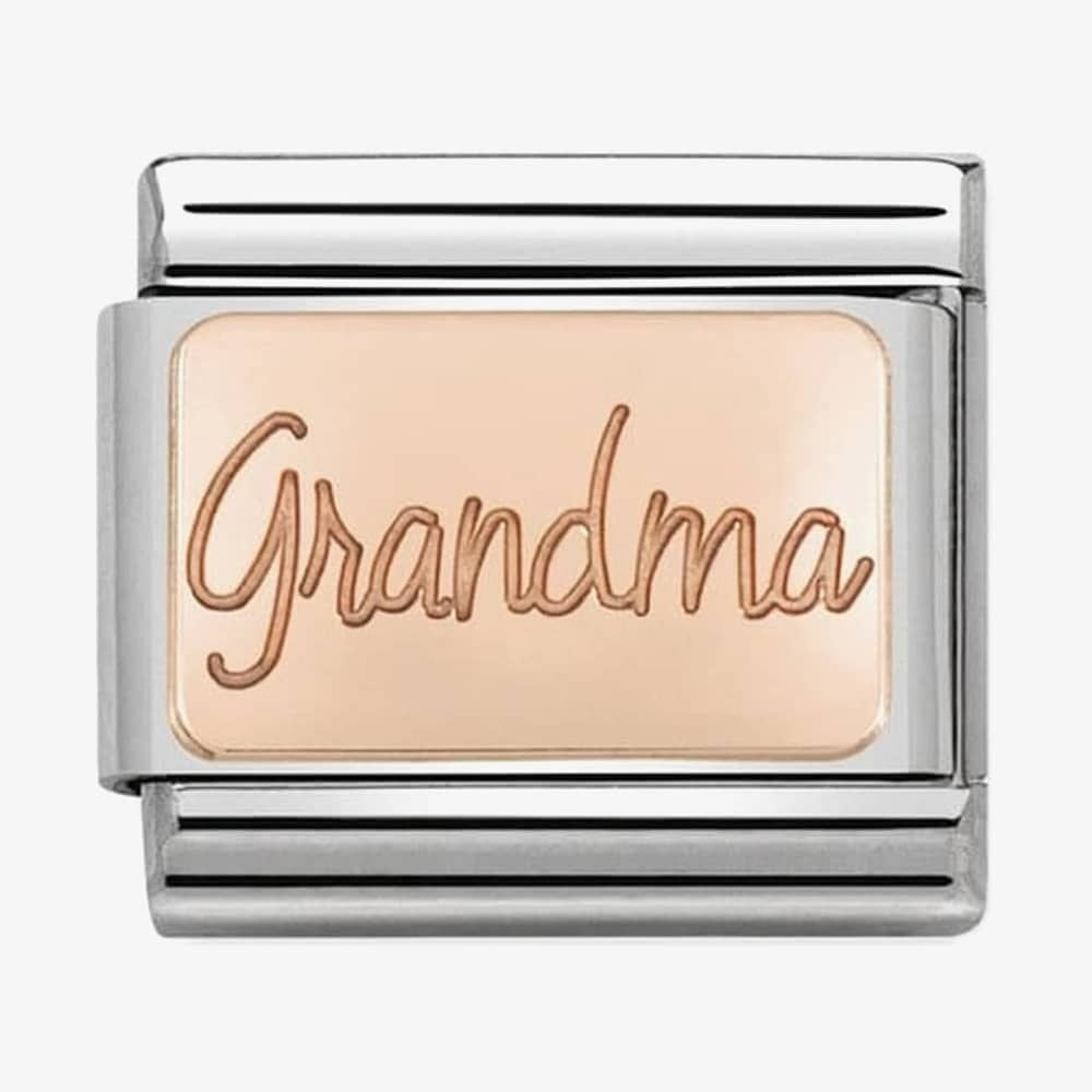 Composable Classic GRANDMA CHARM in stainless steel with 9K rose gold