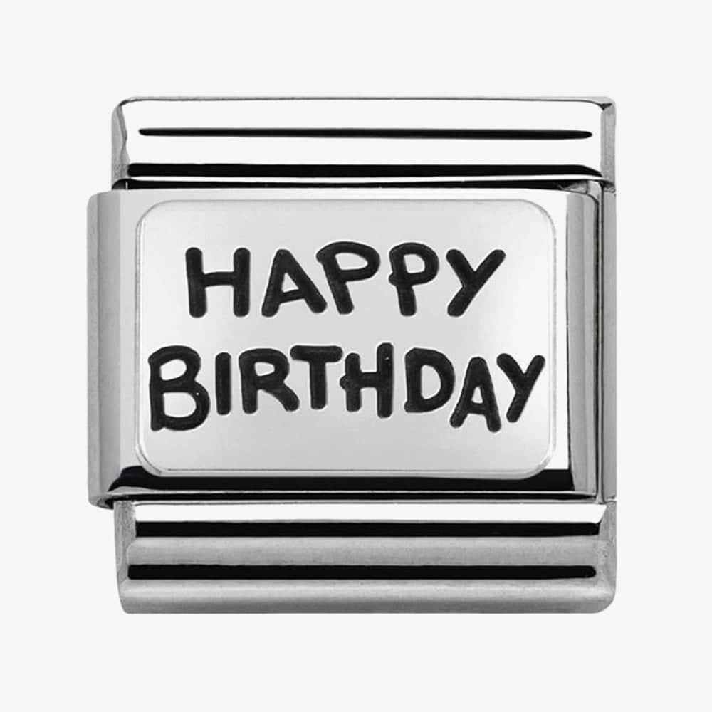 Composable Classic HAPPY BIRTHDAY CHARM in stainless steel and sterling silver