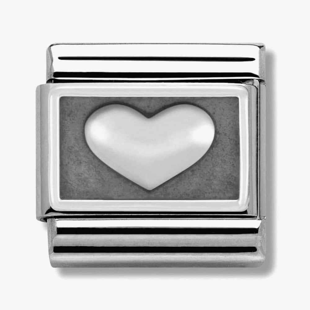 Composable Classic HEART OXIDIZED PLATE in stainless steel and sterling silver