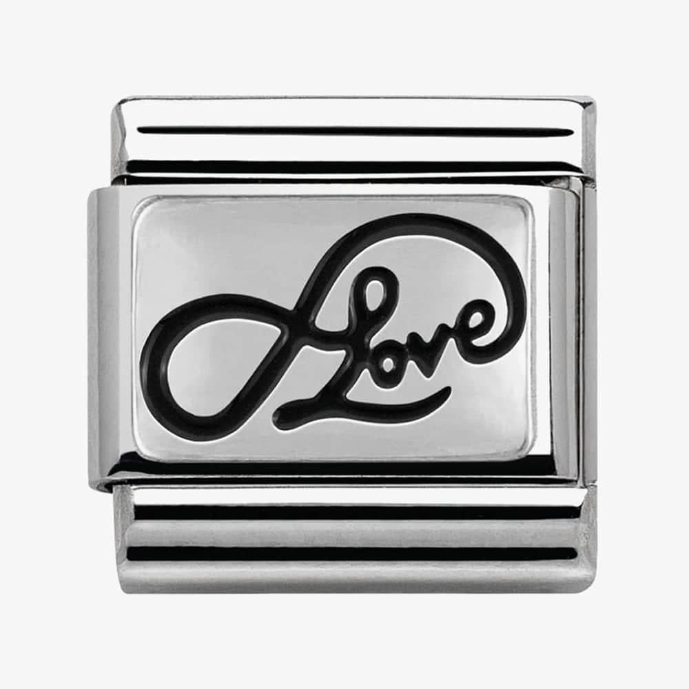 Composable Classic INFINITY LOVE WRITING in stainless steel and sterling silver