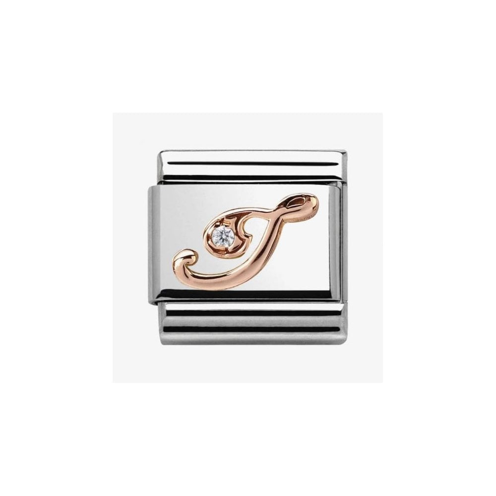 Composable Classic LETTER / INITIAL I steel, zirconia and 9CT rose gold charm
