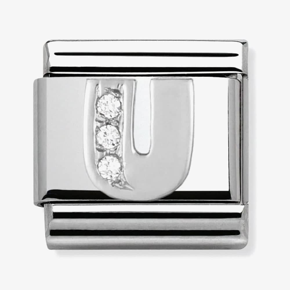 Composable Classic LETTER U stainless steel, Cubic zirconia and 925 silver