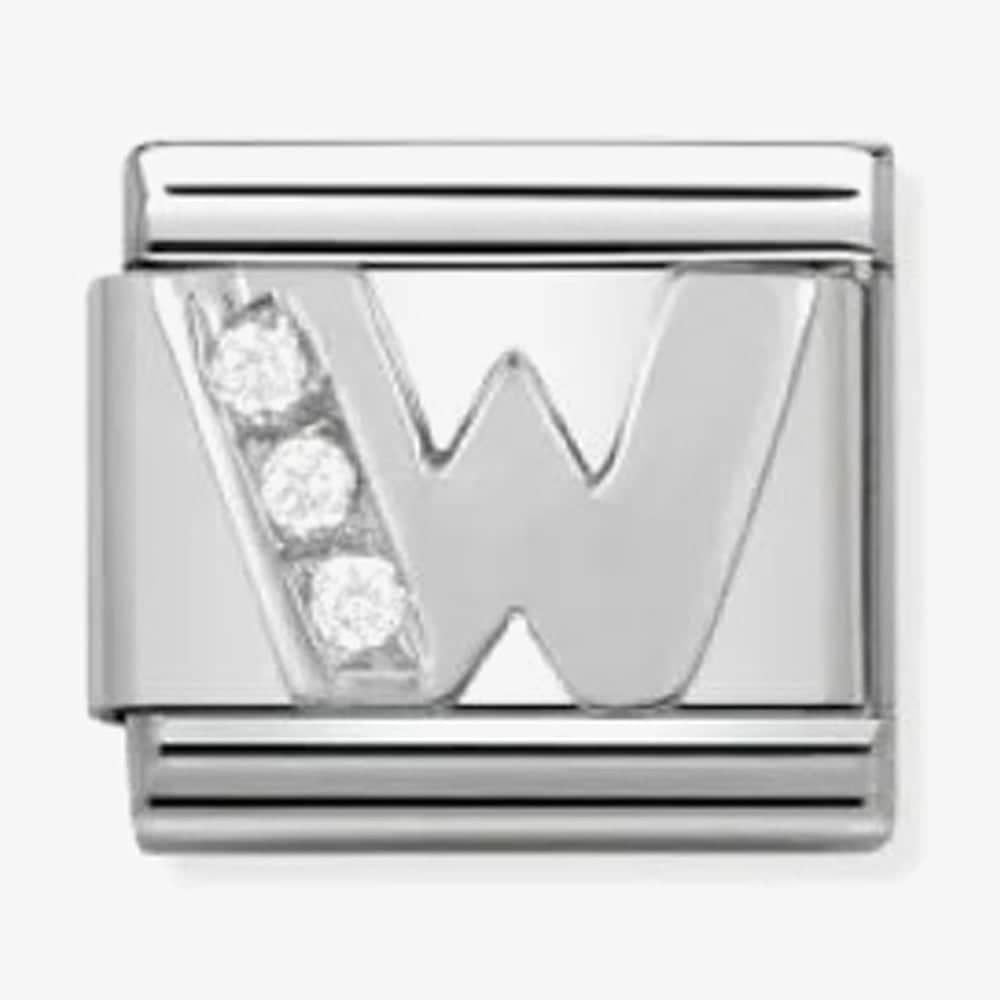 Composable Classic LETTER W stainless steel, Cubic zirconia and 925 silver